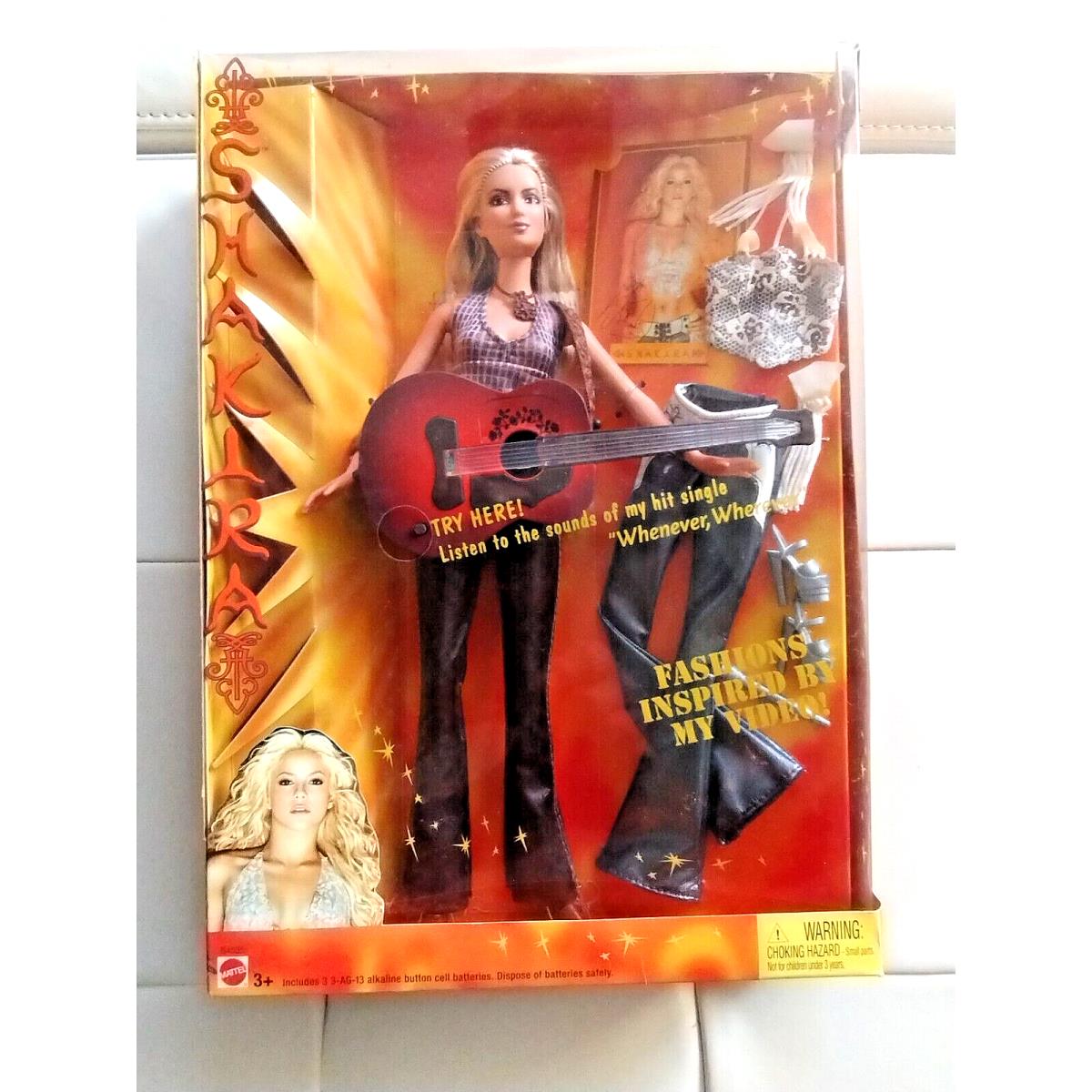 Mattel 2003 Shakira Barbie Doll with Guitar Plays/sings Whenever Wherever