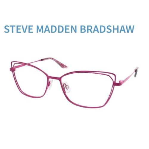 Steve Madden Bradshaw Hot Pink 54-16-135 Metal Cat Eye Eyeglasses Frame -Q73