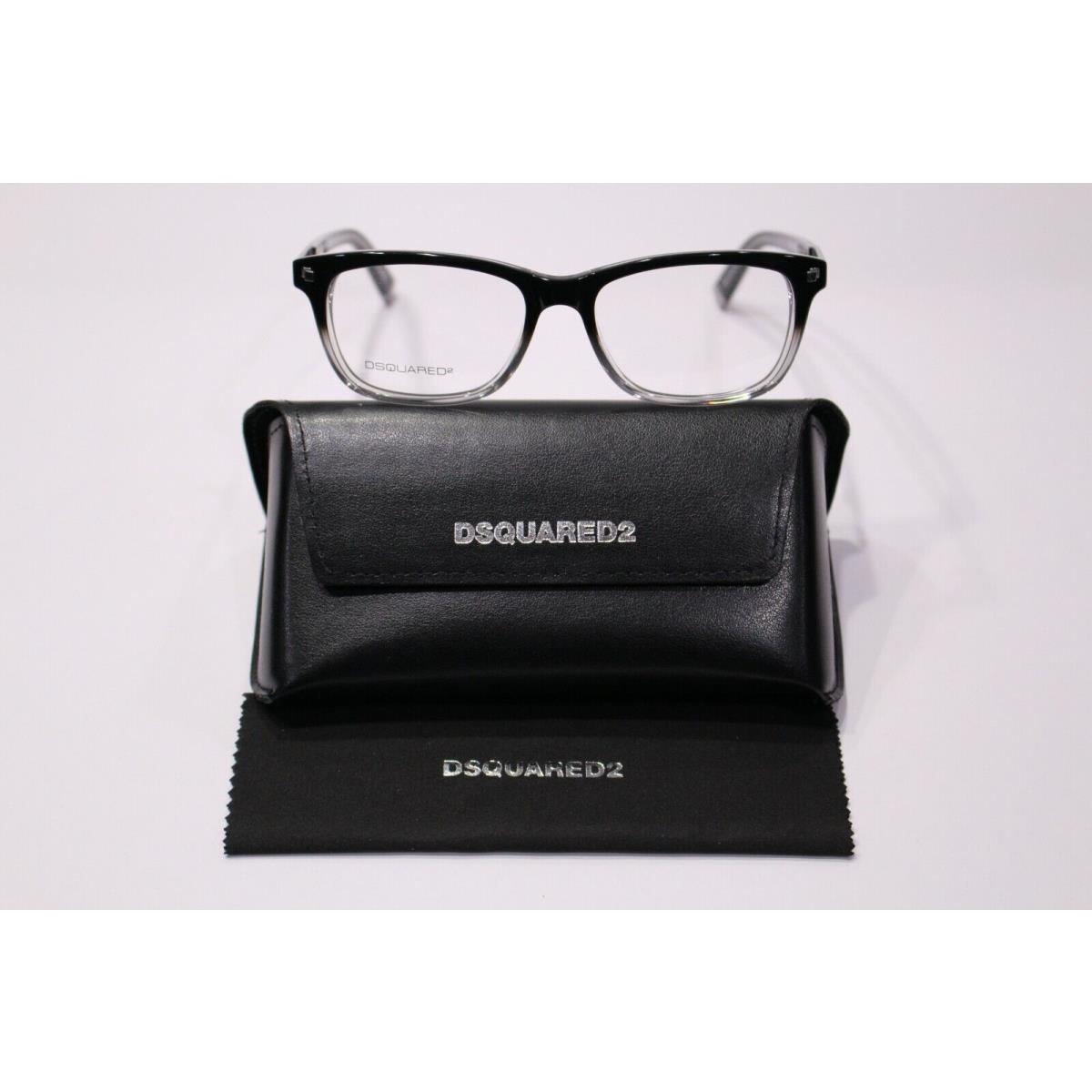 Dsquared2 DQ5052 005 Black Clear Rectangle 52-16-145 Full Rim Unisex Eyeglasses