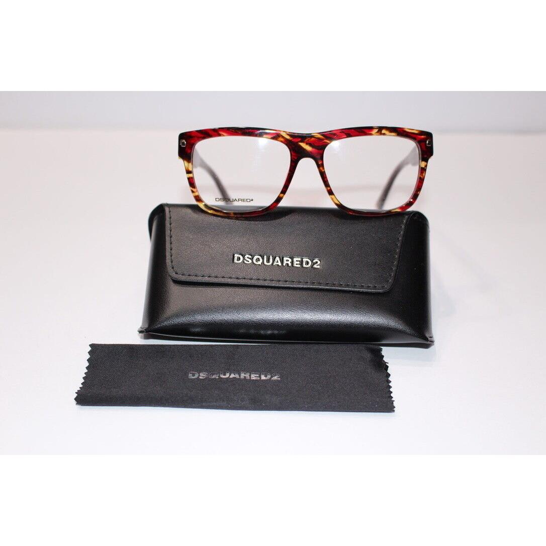 Dsquared2 DQ5076 55A Havana/black Rectangle 53-16-140 Full Rim Unisex Eyeglasses