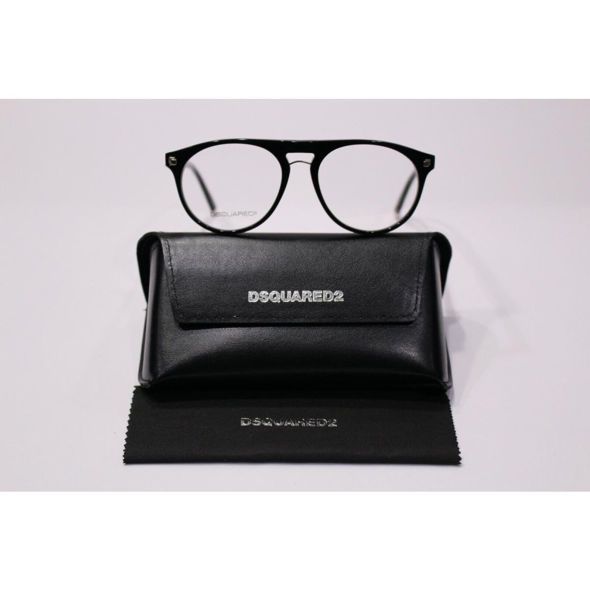 Dsquared2 DQ5074 001 Shiny Black Round 51-16-145mm Full Rim Women`s Eyeglasses