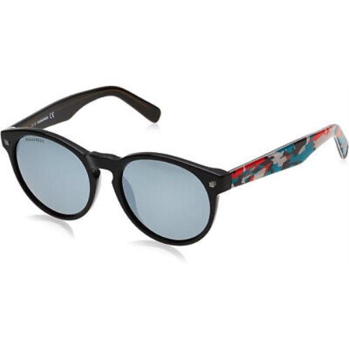 Dsquared2 DQ0172 01C Black Oval Gray Mirror 53-18-145mm Unisex Adults Sunglasses - Frame: Black, Lens: Gray