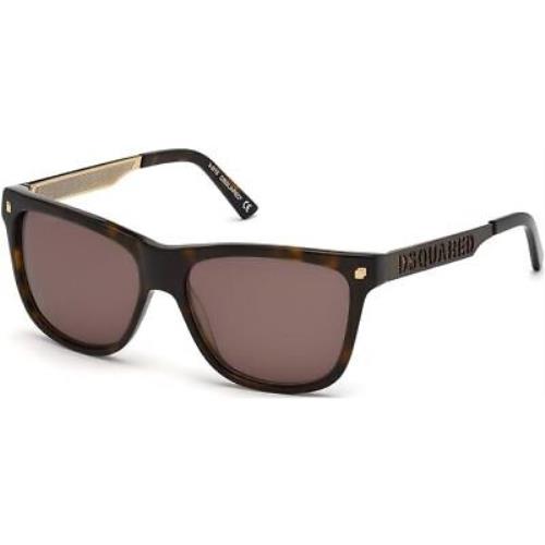 Dsquared2 DQ0136 52E Havana Rectangle Brown 55-15-145mm Non-polarized Sunglasses