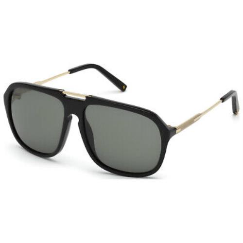 Dsquared2 DQ0115 01N Black Aviator Green 58-14-140mm Non-polarized Sunglasses - Frame: Black, Lens: Green