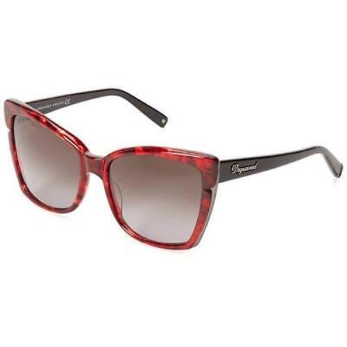 Dsquared2 DQ0098 69B Red Tortoise Cat Eye Gray Gradient 59mm Women`s Sunglasses