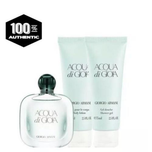 Acqua Di Giorgio Armani Gift Set For Women - 3 Piece - 3.4 oz Edp Spray + More