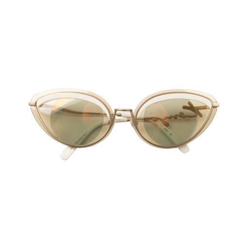 Kenzo Paris Amber White Logo Cat Eye Sunglasses Size OS