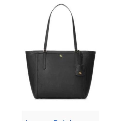 Ralph Lauren Clare 25 Crosshatch Leather Tote Black