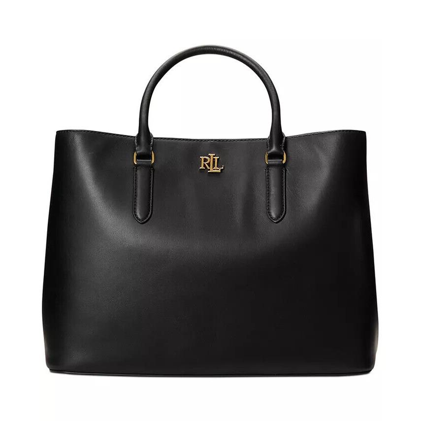 Lauren Ralph Leather Large Marcy Satchel Black