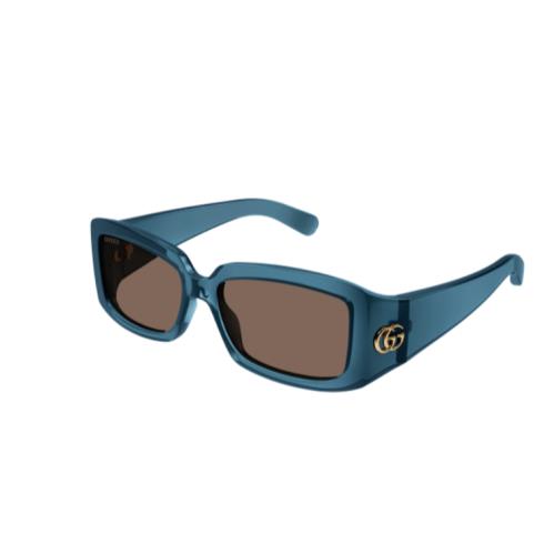 Gucci GG1403S 003 Blue/brown Rectangle Women`s Sunglasses - Frame: Blue, Lens: Brown