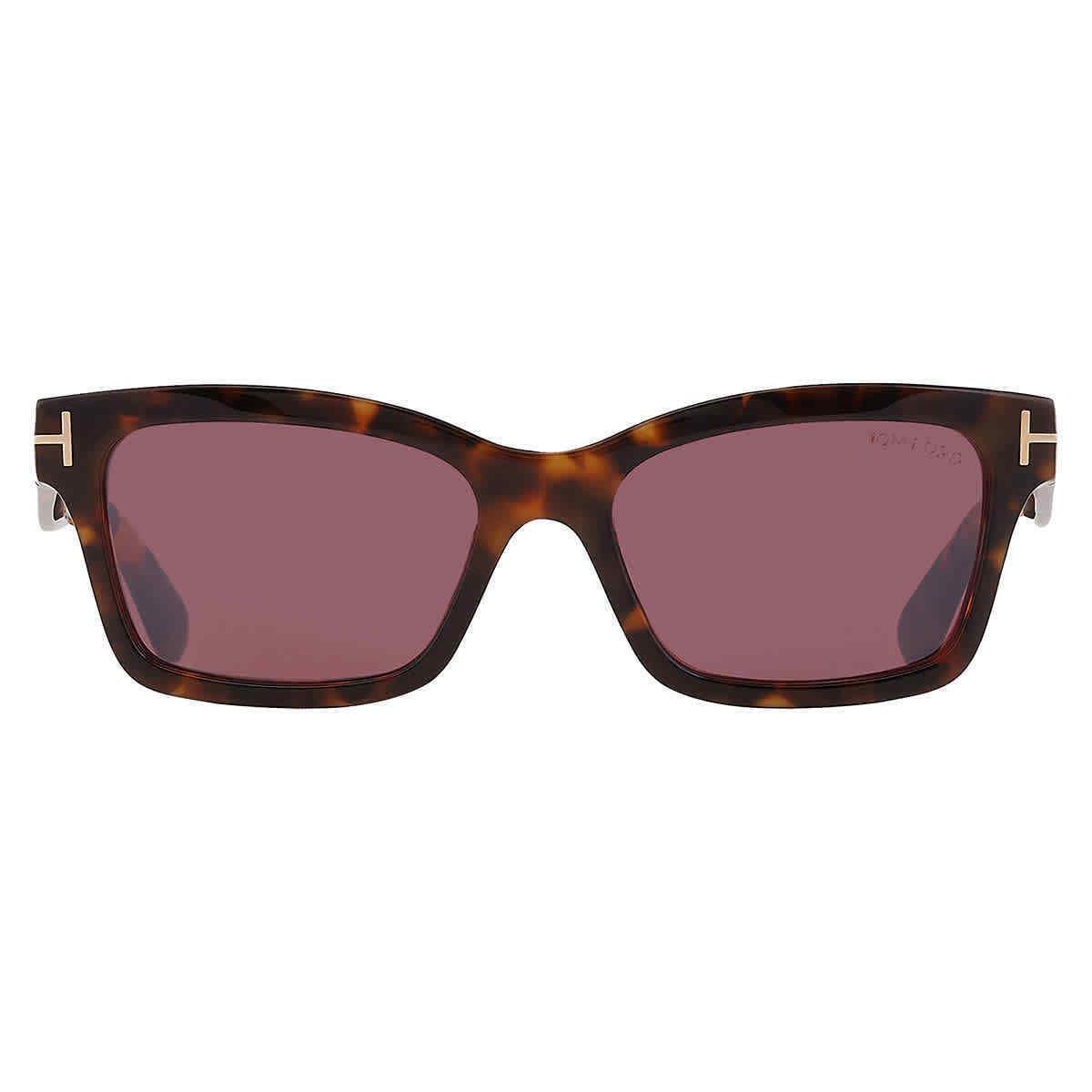 Tom Ford Mikel Bordeaux Mirror Rectangular Ladies Sunglasses FT1085 52U 54