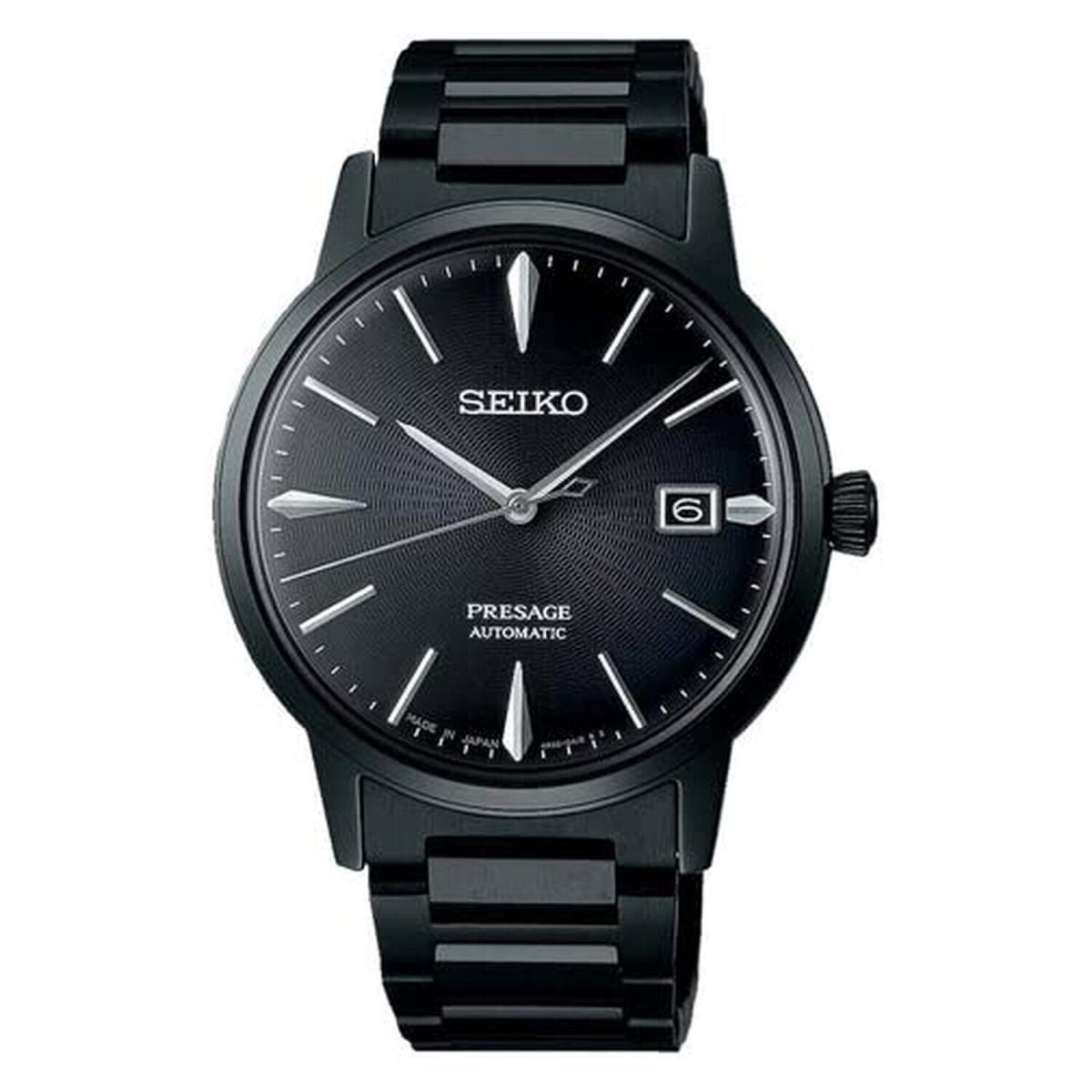 Seiko Men`s Black Dial Stainless Steel Band Automatic Watch SRPJ15J1