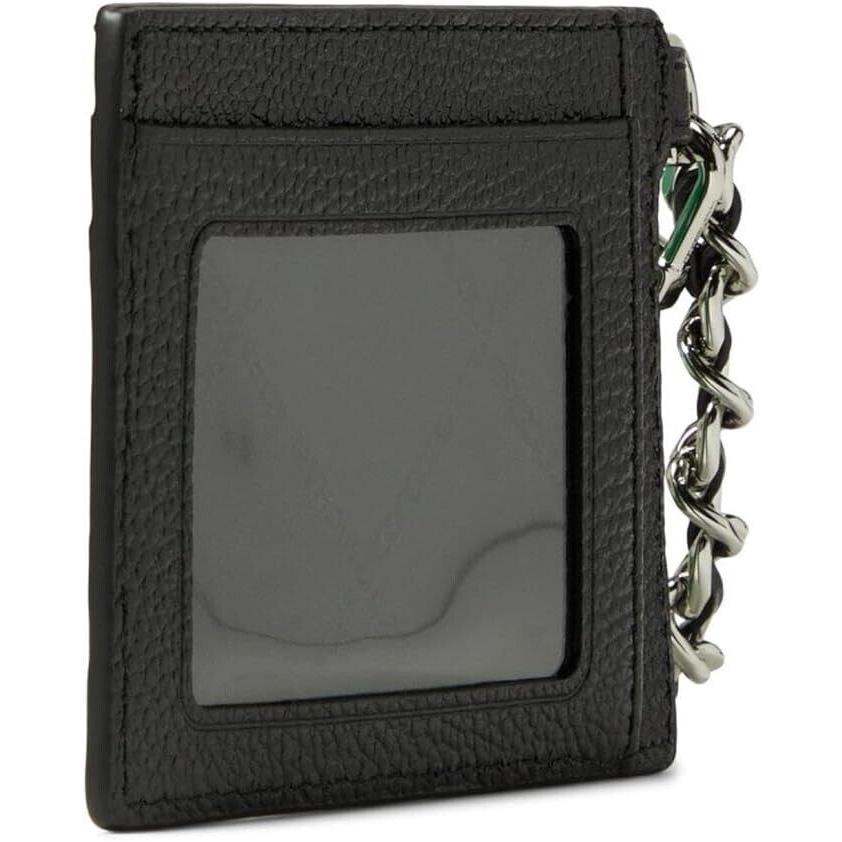 Kors Small Pebbled Leather Chain Card Case Black Gold