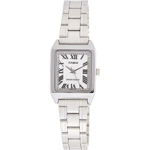 Women`s White Dial Stainless Steel Day Analog Casio Watch LTP-V007D-7BUDF