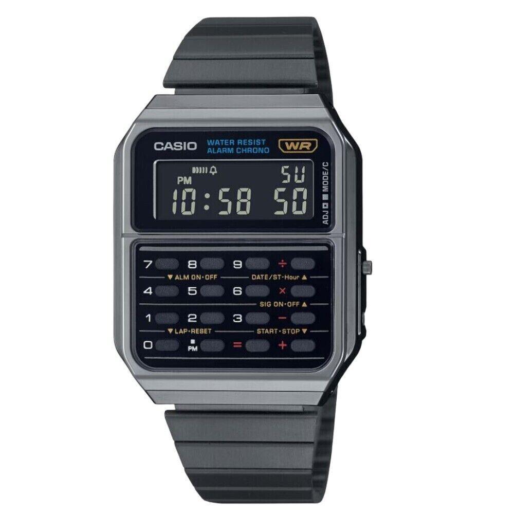 Casio Vintage Digital Calculator Stainless Steel Quartz CA-500WEGG-1B Mens Watch