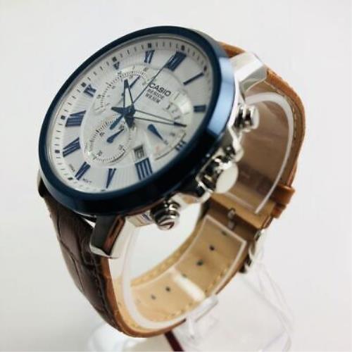 Men`s Casio Chronograph Light Brown Band 48 Mm. Watch BEM520BUL-7A2