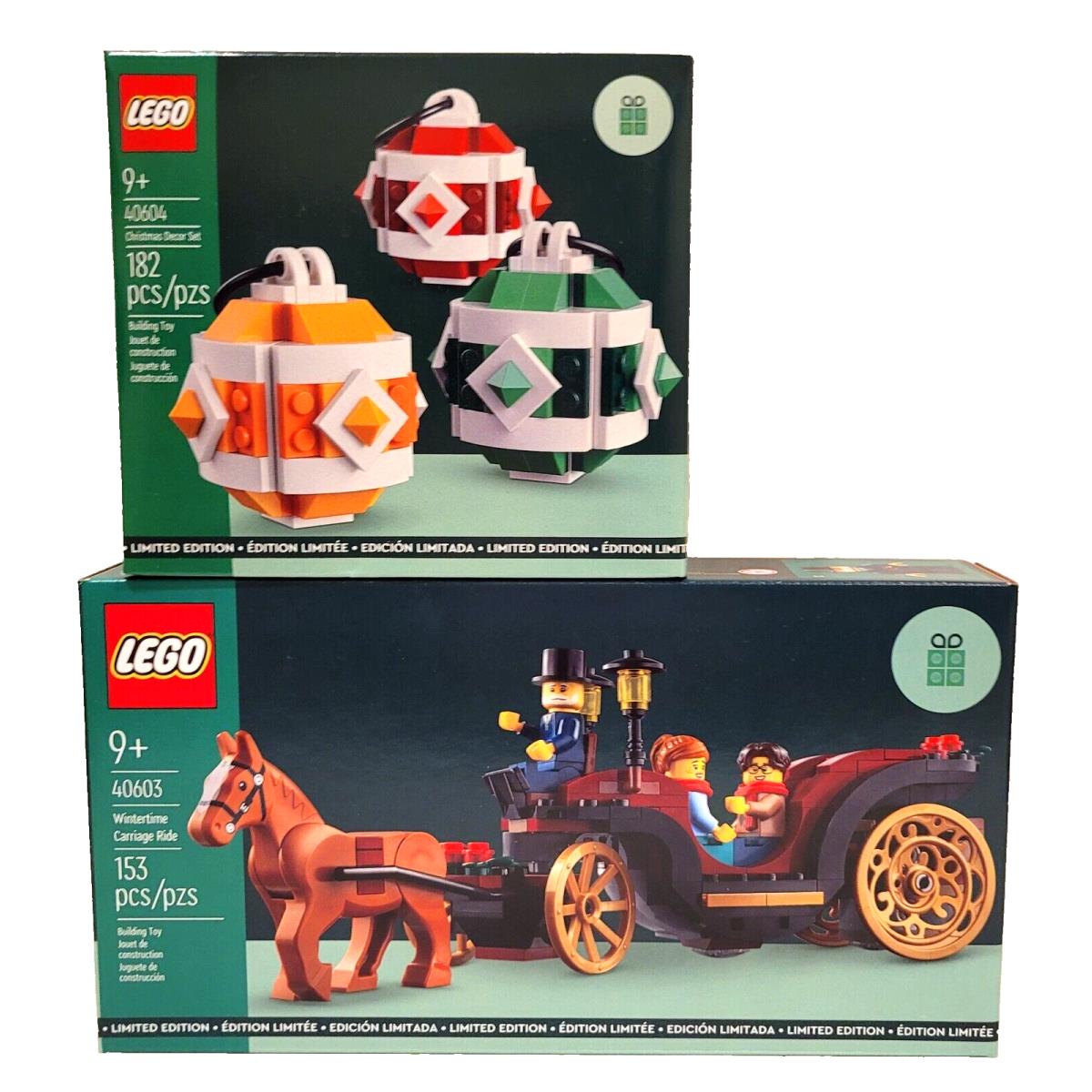 Lego Winter Carriage 40603 and Christmas Decor Set 40604 Limited Edition