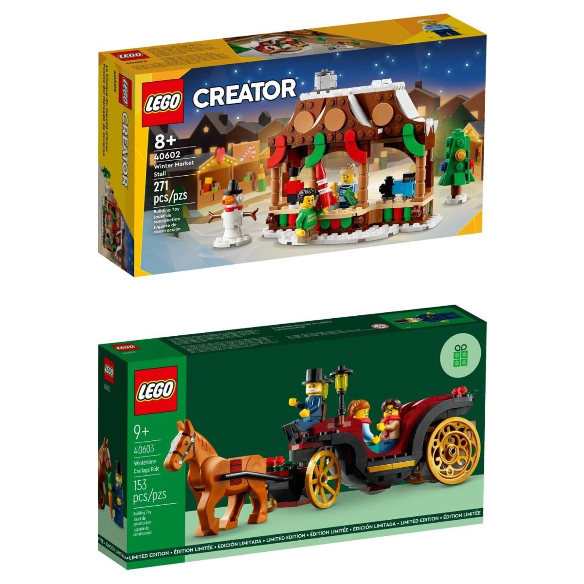 Lego 40602 Winter Market Stall 40603 Wintertime Carriage Ride