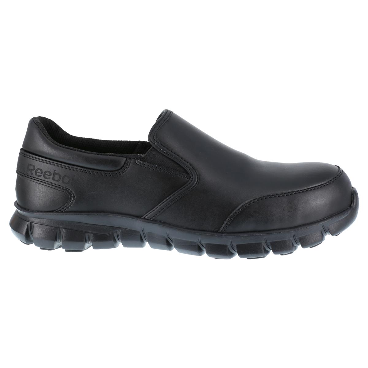 Reebok Womens Black Leather Work Shoes Sublite Slip-on CT M