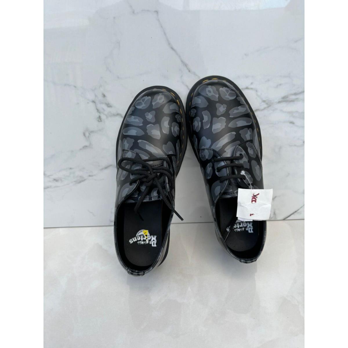 Dr. Martens Womens Distorted Leopard Print Oxford Lace Up Shoes Black Size 8