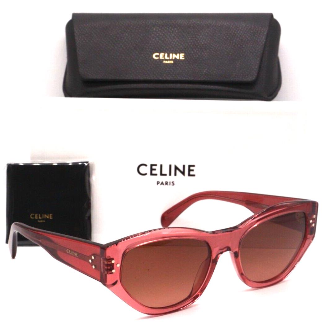 Celine CL 40219I 74T Transparent Red/brown Lens Sunglasses 54-18