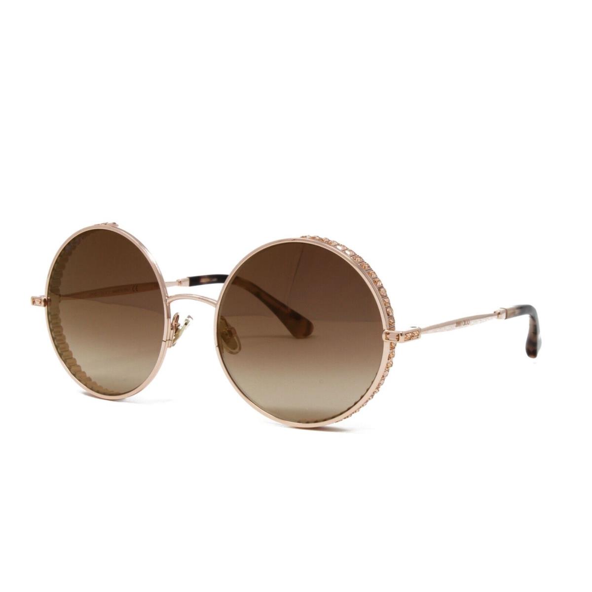 Jimmy Choo Sunglasses Women`s Round Goldy/s Ddb Gold Copper 56mm Brown Lens