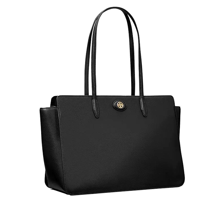 Tory Burch Women`s Robinson Zip Top Leather Large Tote Bag In Black