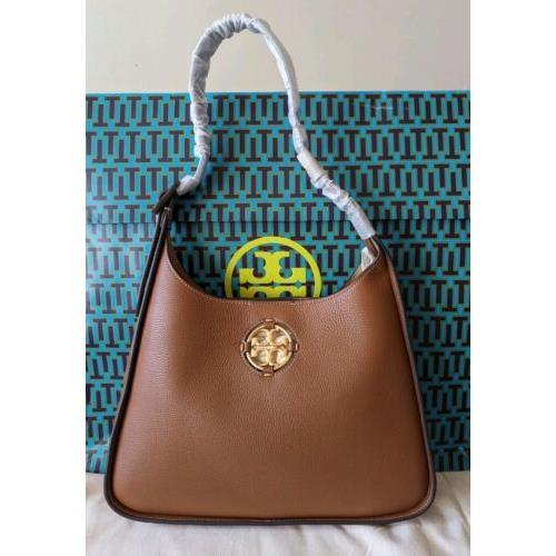 Tory Burch Miller Classic Leather Hobo Shoulder Bag