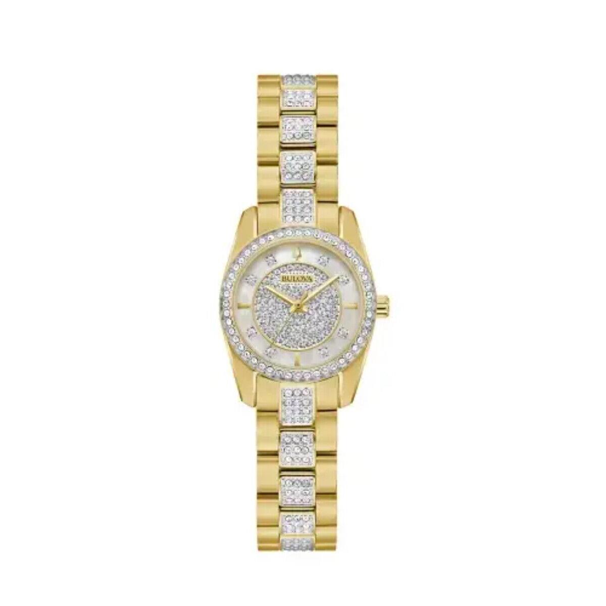 Bulova 98L307 Ladies Dress Classic Crystal Watch Gold - Gold