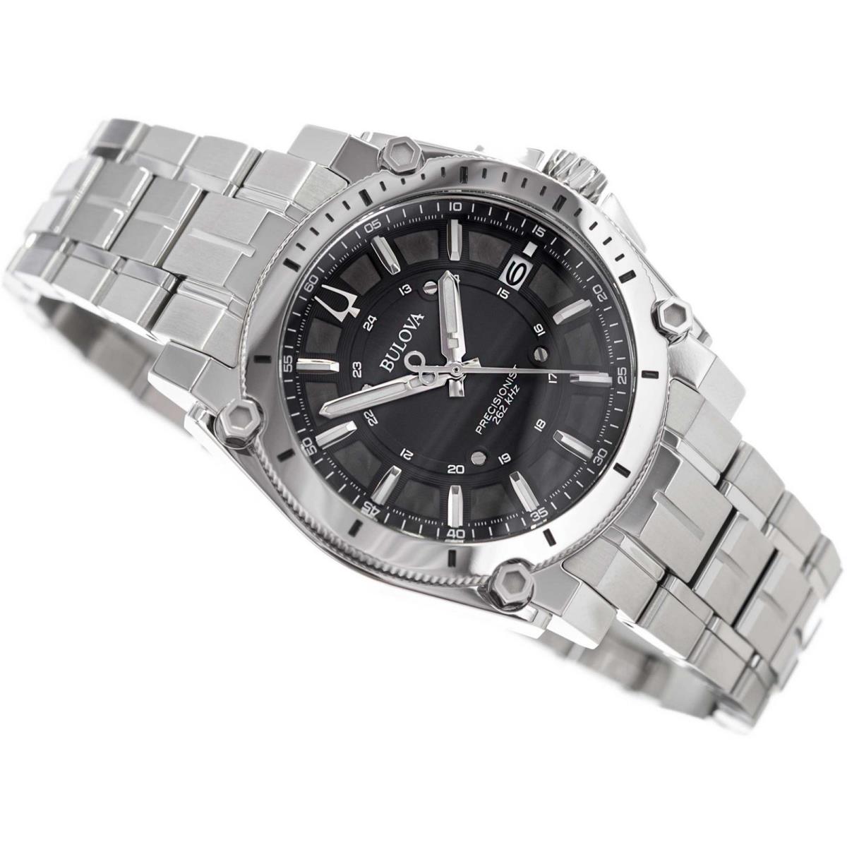 Bulova Precisionist Sapphire Crystal 96B417 Black Dial Date Display Men`s Watch