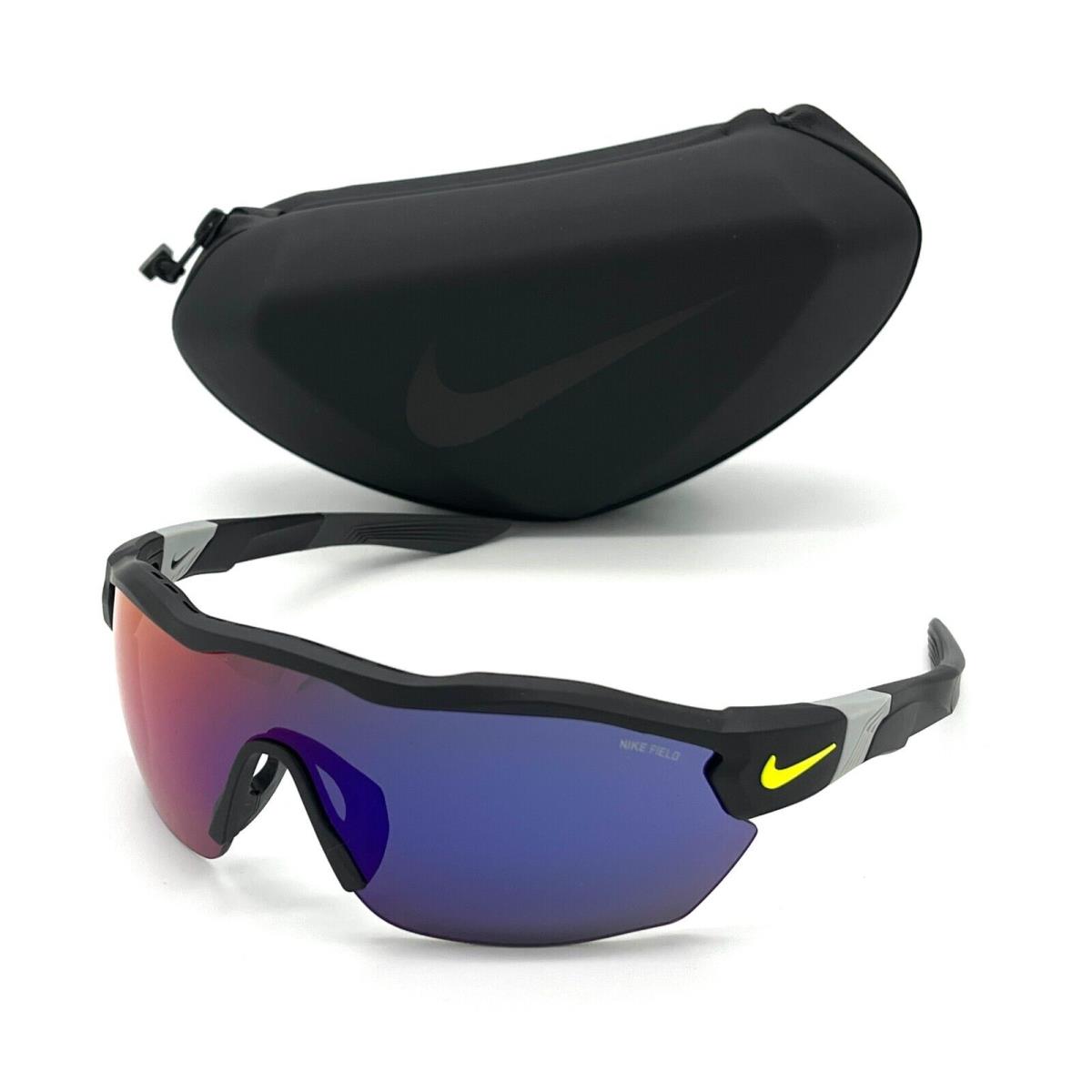 Nike Show X3 Eilte DJ5560 013 Black Volt / Field Tint Purple 61mm Sunglasses - Frame: Black, Lens: Purple