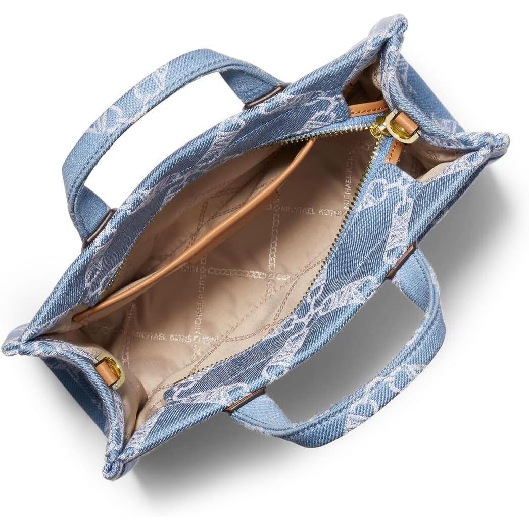 Michael Kors Women Messenger Bag Detachable Strap Top Handle Leather Gigi Denim