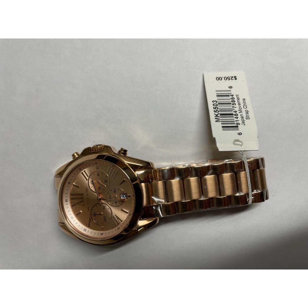 Michael Kors MK5503 Bradshaw Rose Gold Tone Chronograph Bracelet Womens Watch - Gold
