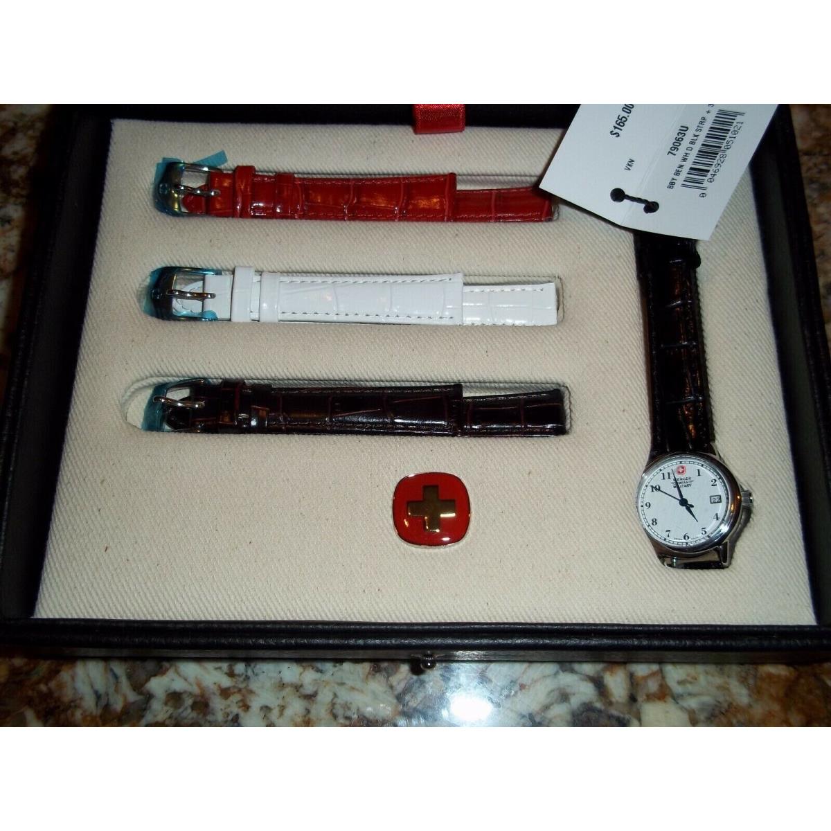 Set of Wenger Swiss Military Watch Women 79063 4 Straps and Case