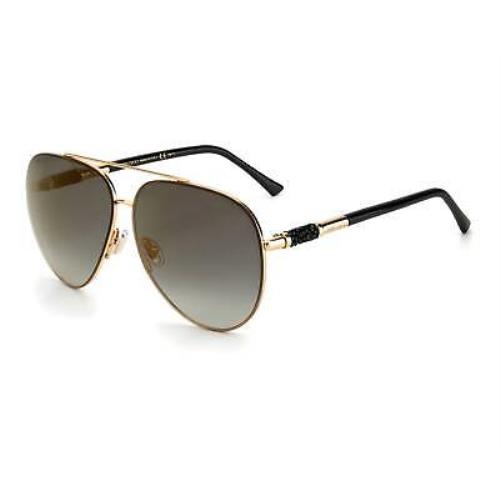 Jimmy Choo Gray/s Rhl FQ Sunglasses Gold Black Frame Gray Lenses 63mm
