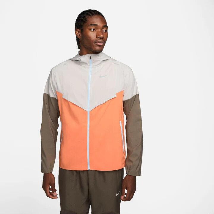 Nike Windrunner Men`s Running Jacket Gray Orange Size M L CZ9070-012
