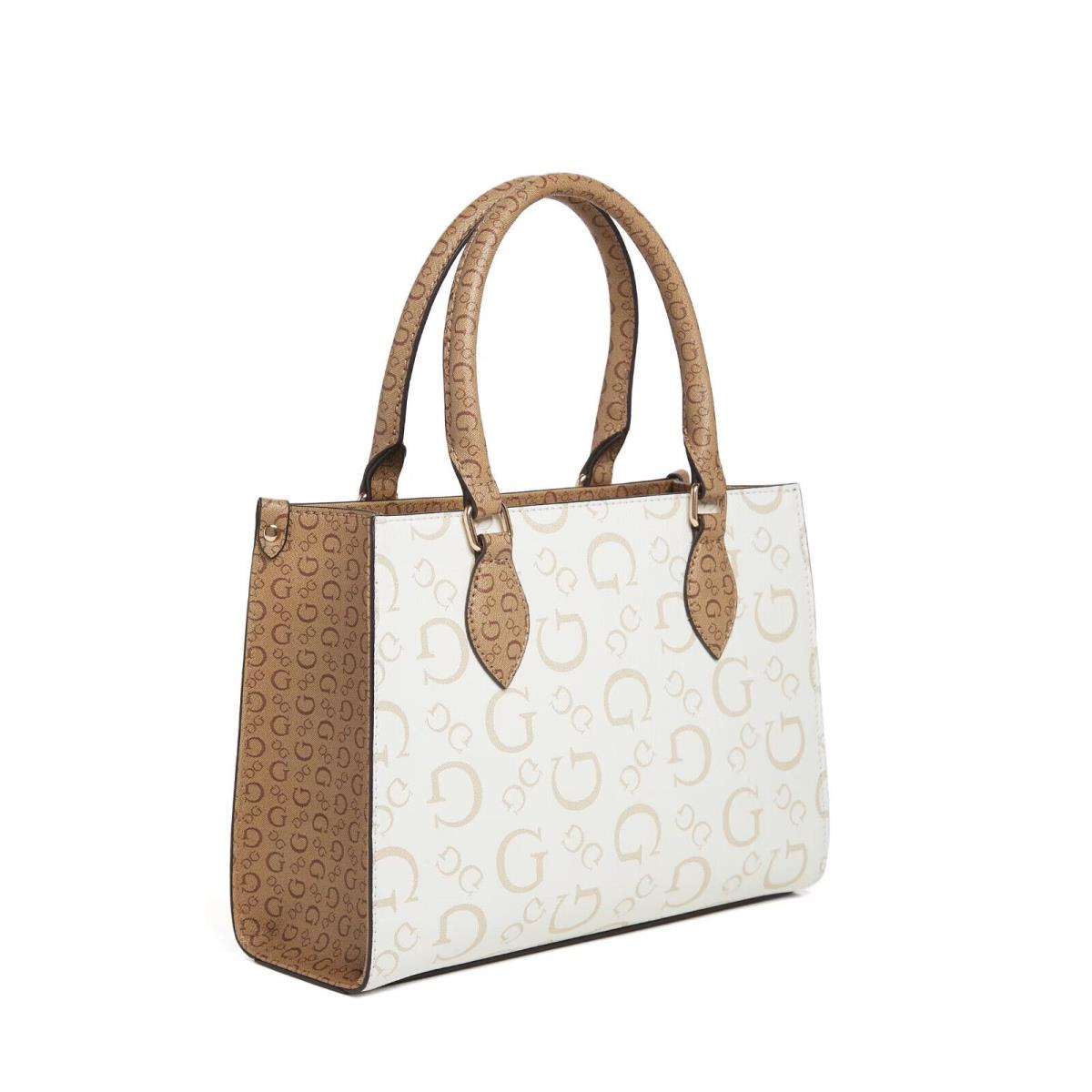 Guess G Logo Print Satchel Crossbody Bag Handbag Purse - White Multi