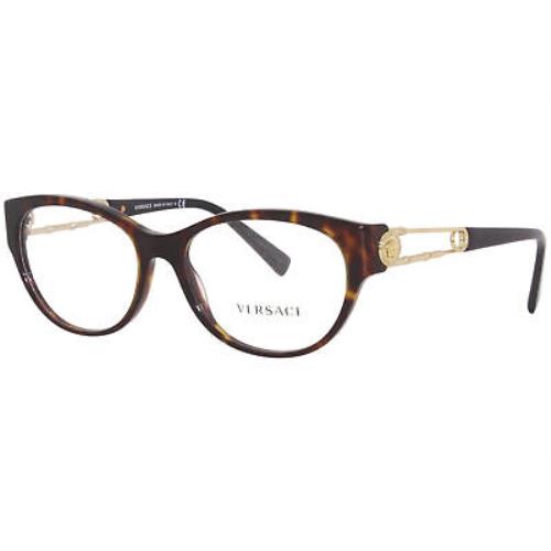 Versace 3289 108 Eyeglasses Women`s Havana/gold Medusa Logo Full Rim 54mm - Frame: Havana