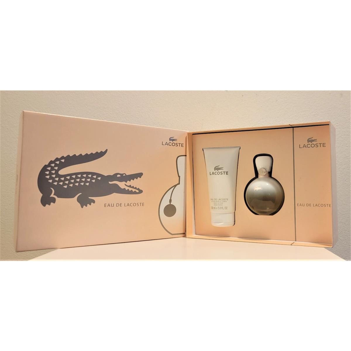 3pc Set Eau de Lacoste 3. oz Edp + 5.0 oz Body Lotion Perfume For Women Femme