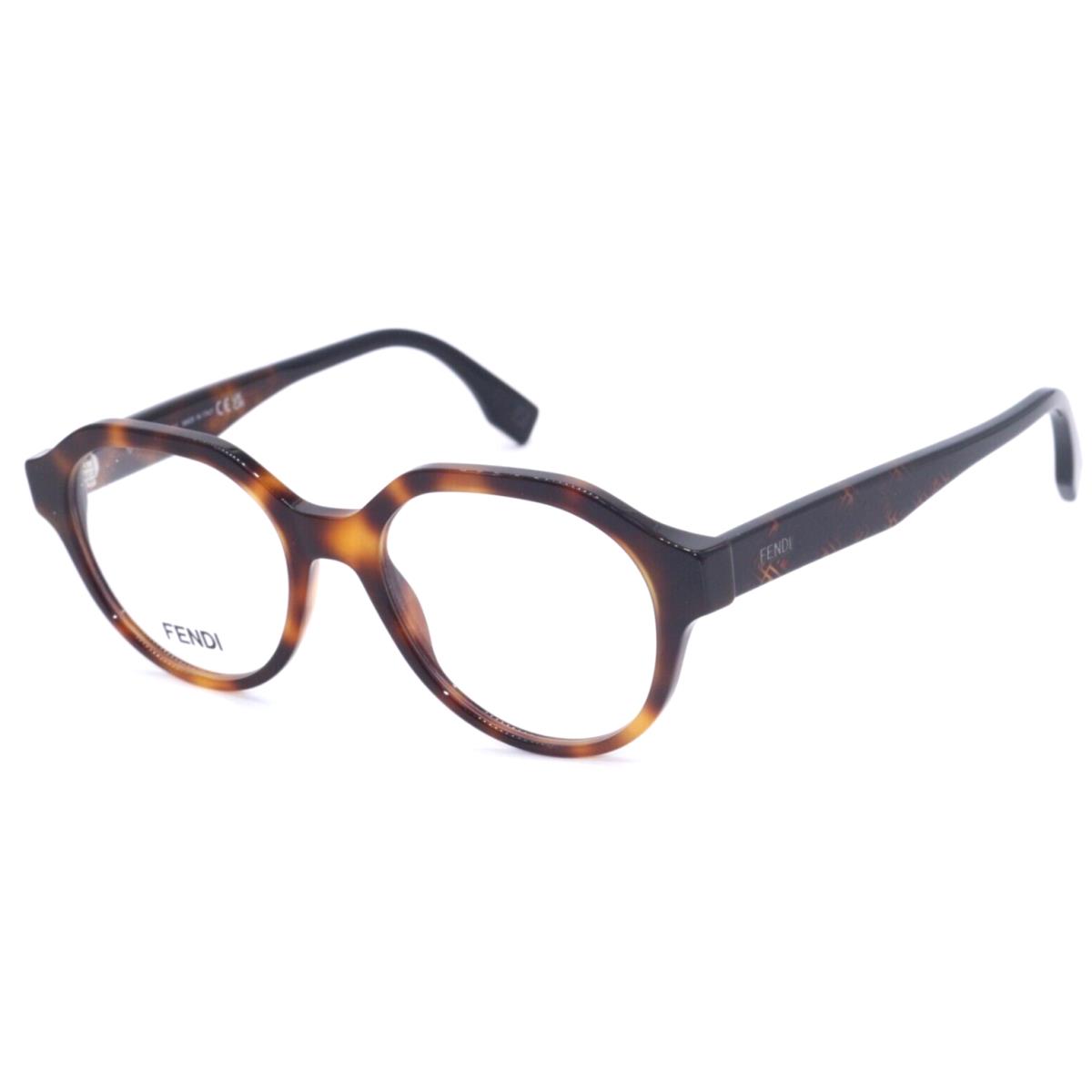 Fendi FE 50049I 053 Round Polished Havana Frames Eyeglasses 51-18
