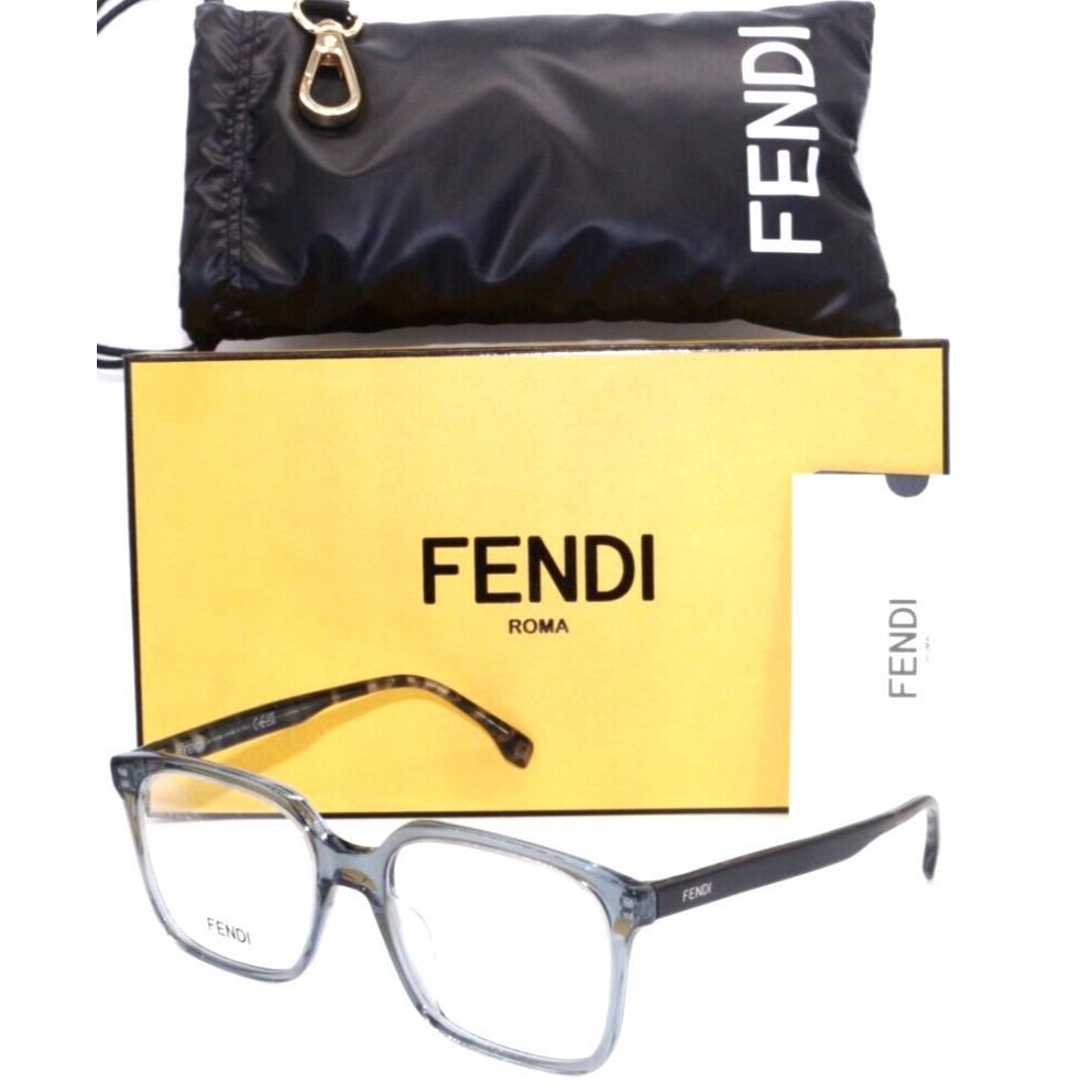 Fendi FE 50032I 090 Transparent Blue/havana Frame Eyeglasses 55-18