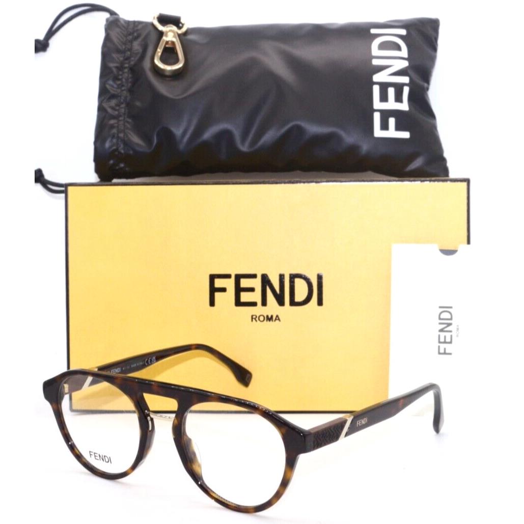 Fendi FE 50027I 052 Aviator Havana-gold Frames Eyeglasses 50-21