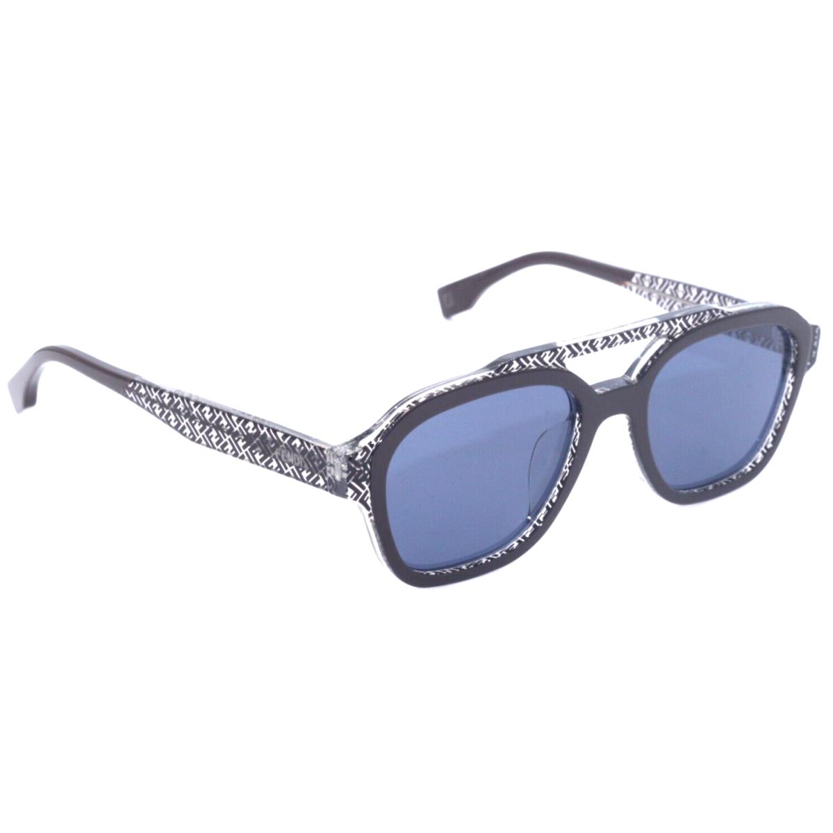 Fendi FE 40076U 50V Black ON Clear/blue Lenses Sunglasses 52-19