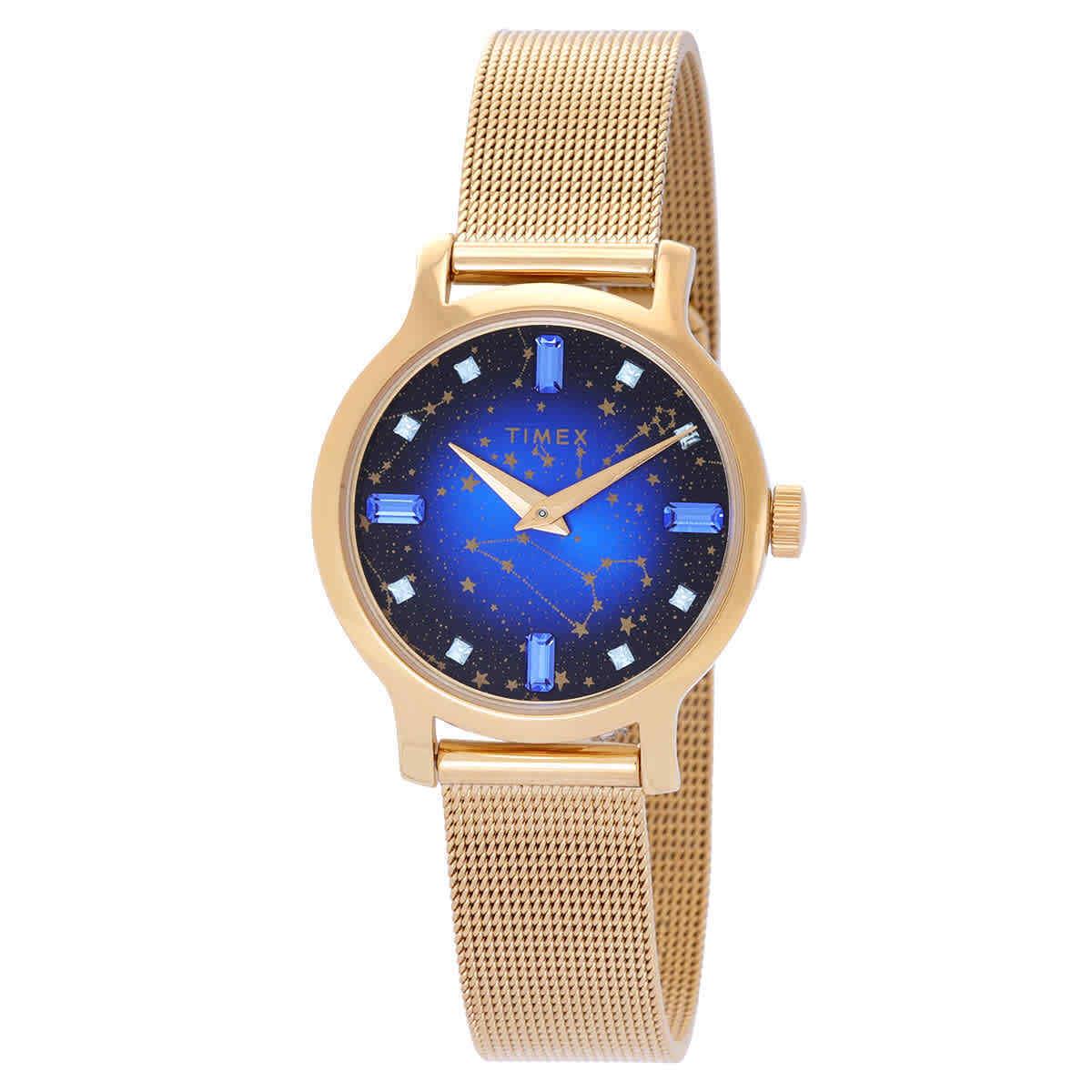 Timex Transcend Celestial Quartz Ladies Watch TW2V51900 - Dial: Blue Gradient, Band: Gold-tone, Bezel: Gold-tone