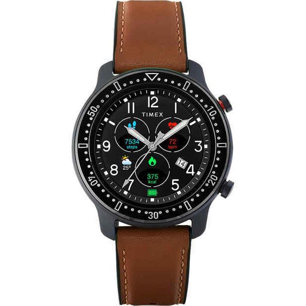 Timex Metropolitan R 42mm Leather and Silicone Strap Men`s Smart Watch TW5M43100