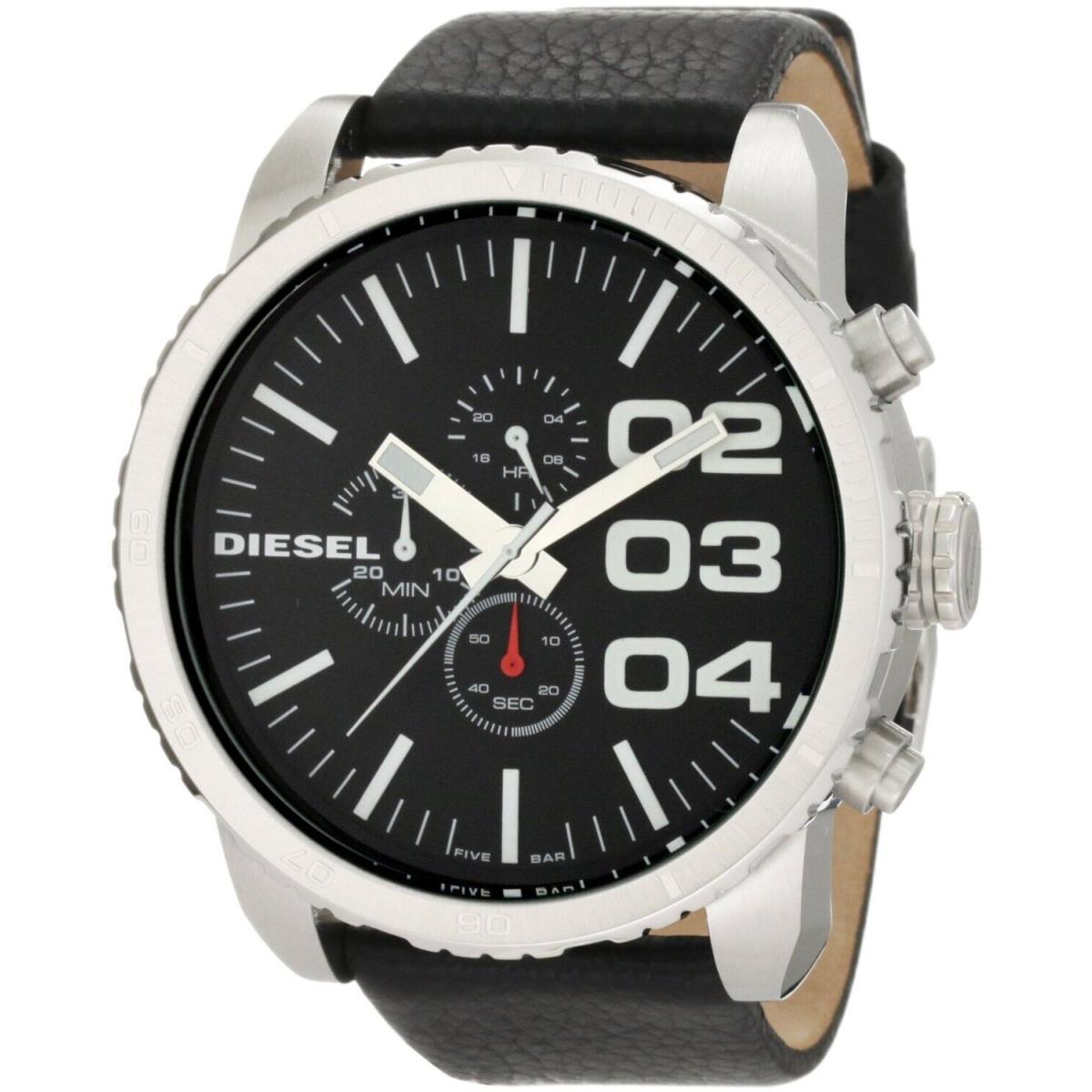 Fossil Diesel Men`s Double Down Stainless Steel Chronograph Quartz Watch DZ4208 - Dial: Black, Band: Black