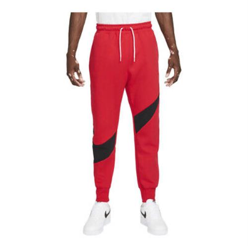 Men`s Nike Red/black Sportswear Swoosh Tech Fleece Pants - Red/Black