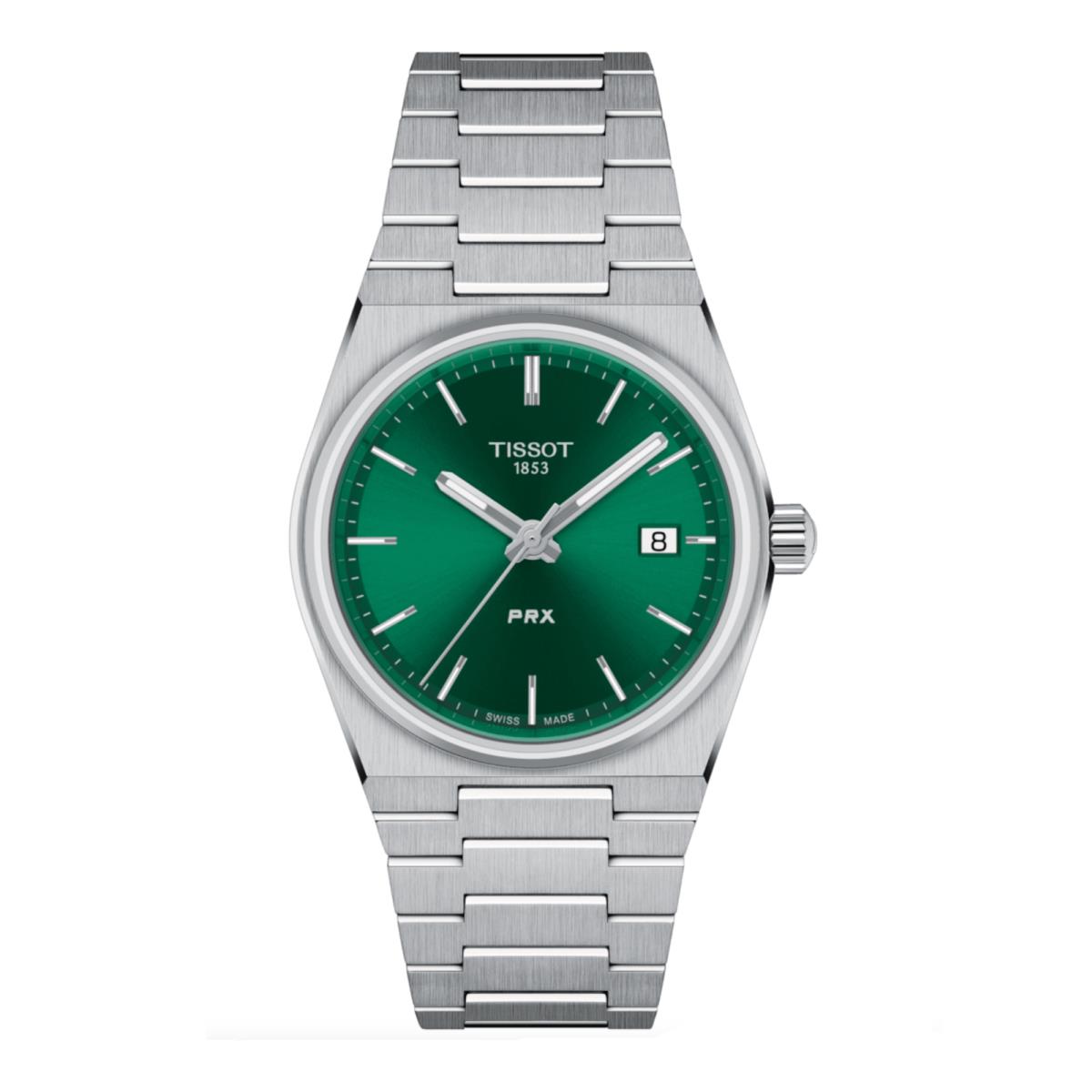 Tissot Prx T137.210.11.081.00 35 mm Steel Tonneau Green Dial Quartz Wrist Watch