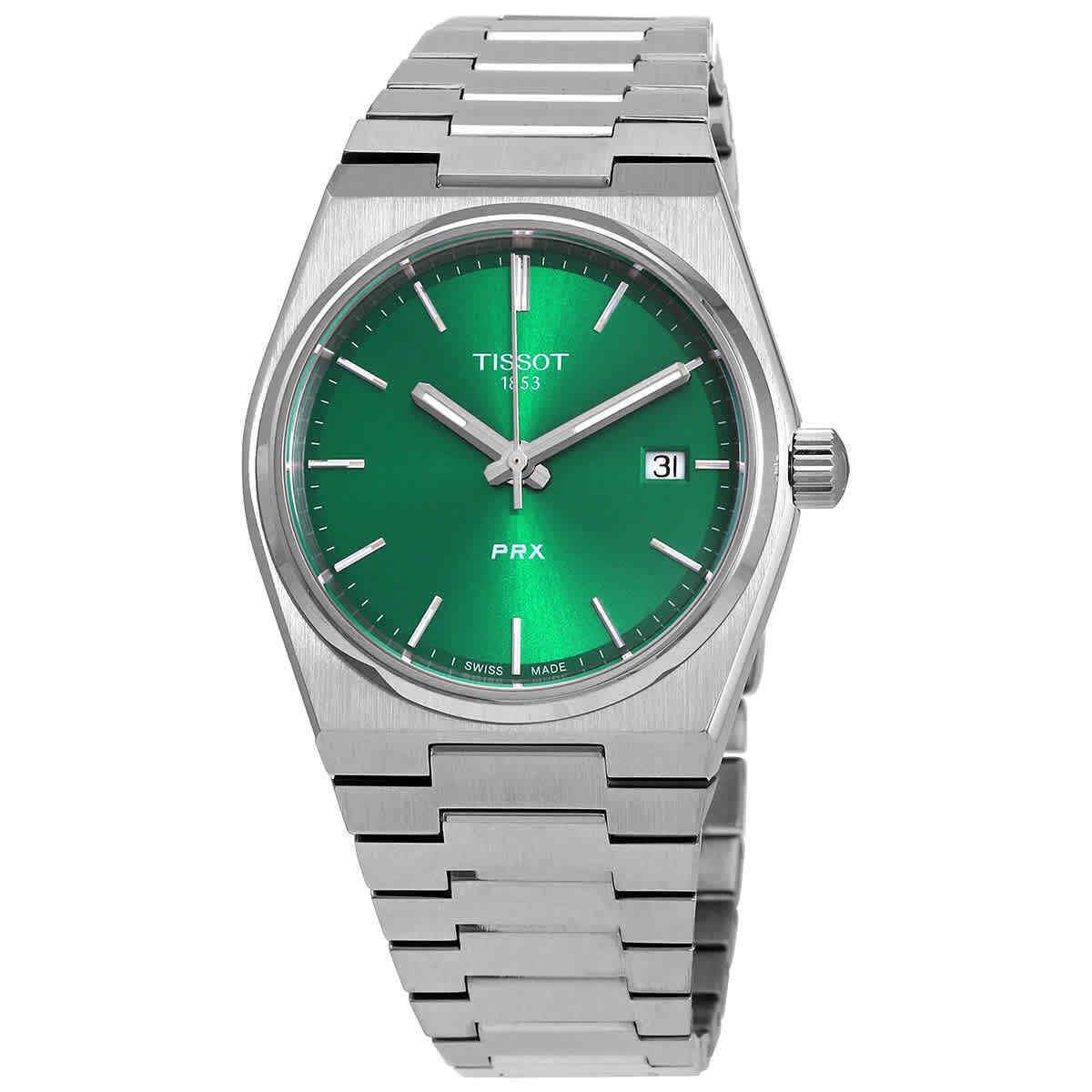 Tissot Prx Quartz Green Dial Unisex Watch T1372101108100 - Dial: Green, Band: Silver, Bezel: Silver