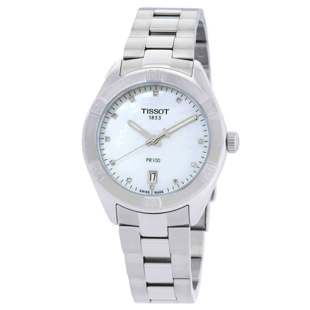 Tissot PR 100 Sport Chic Quartz Diamond White Mop Dial Ladies Watch